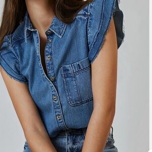 Pilcro Blue Denim Top